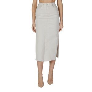 Vila Clothes Cream Cotton Long Women's Skirt
